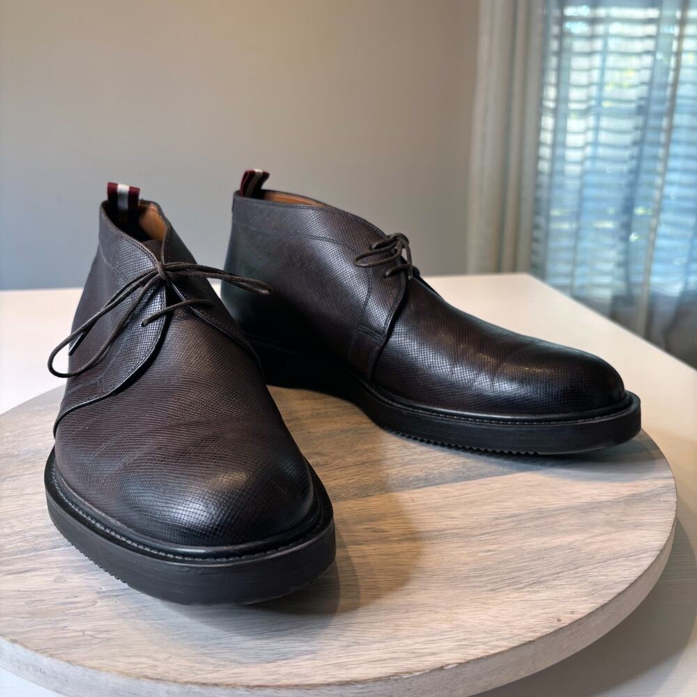 Bally Vilmar Brown Saffiano Leather Chukka Boots Men’s Size 11 D Switzerland